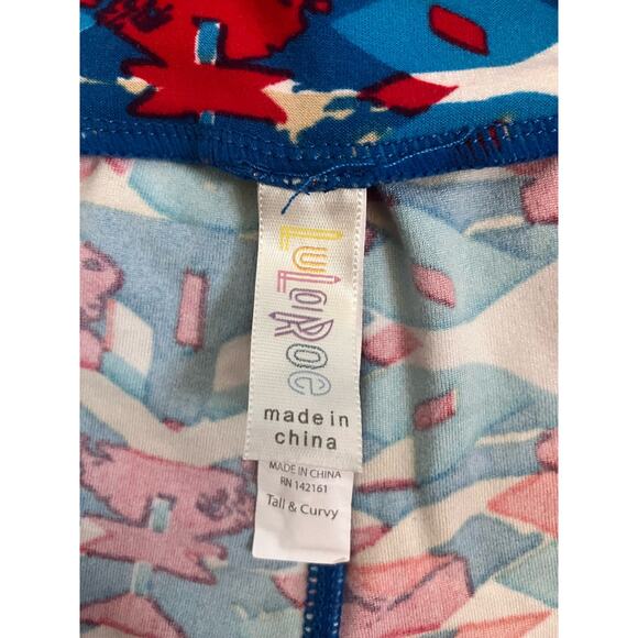 Lularoe Red White Blue Tall & Curvy Leggings - Picture 3 of 4